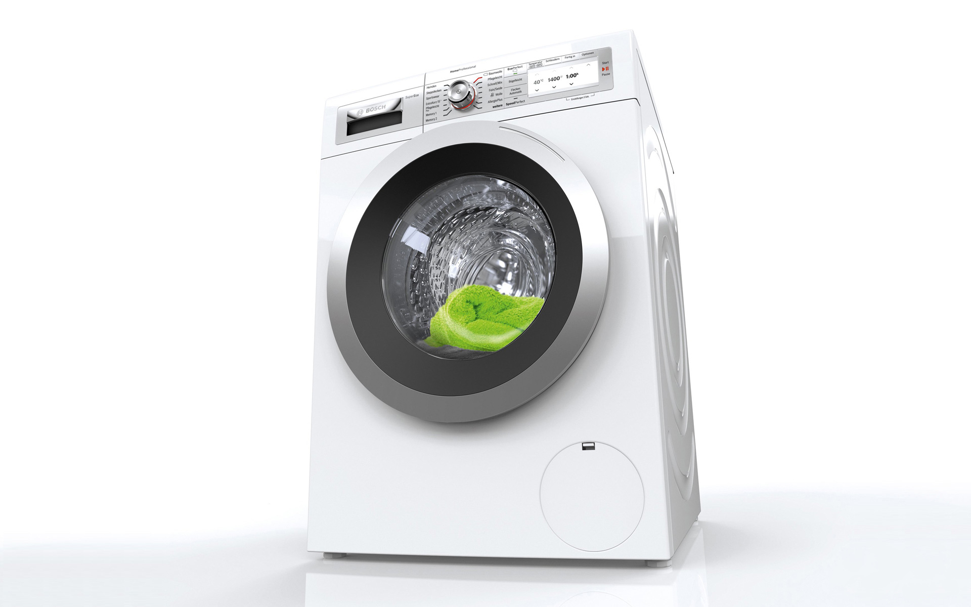 Bosch WAY287W3 Home Professional: green towel