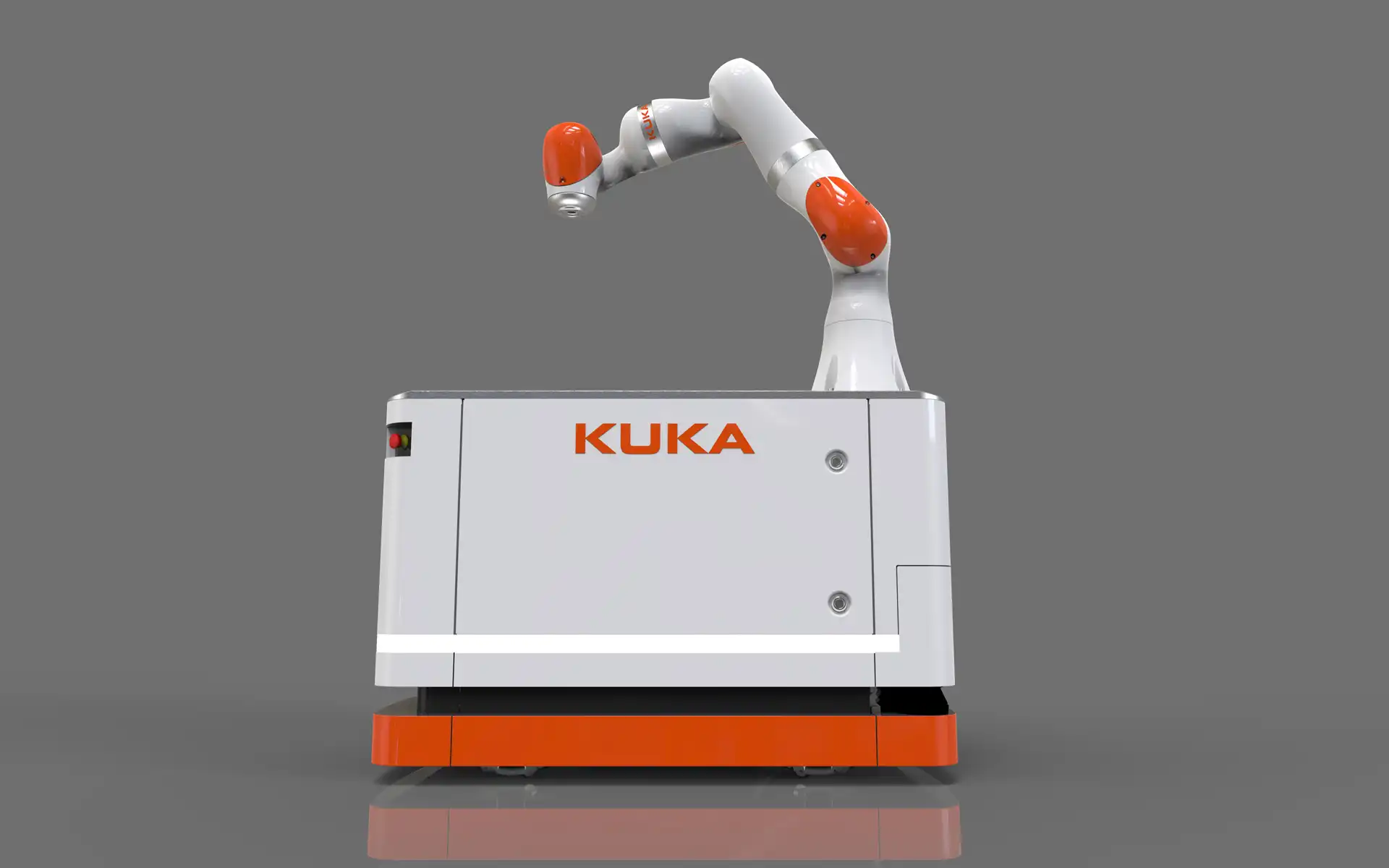 KUKA KMR 200 iiwa: front view with gray background