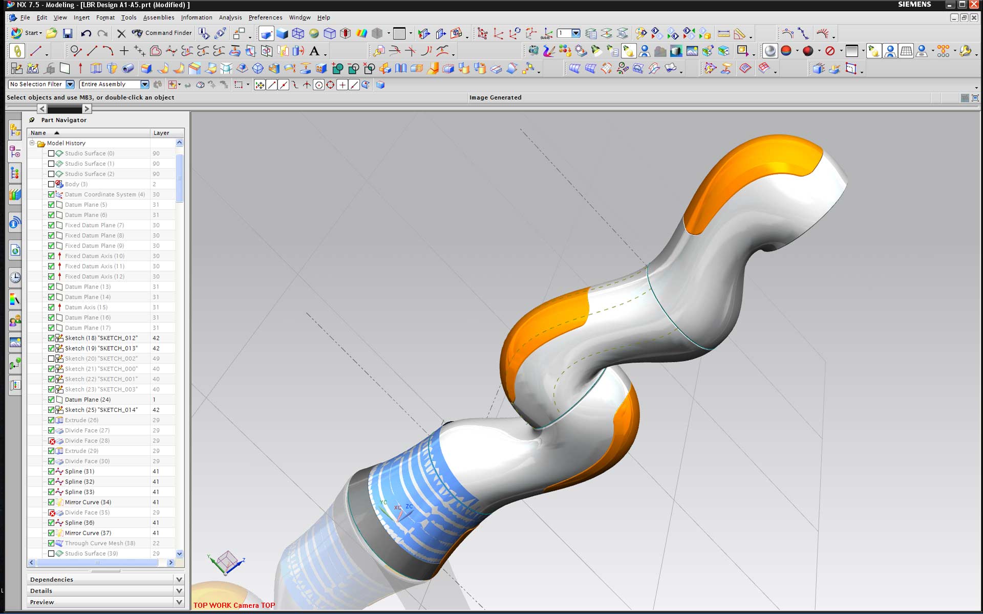 KUKA LBR iiwa: screenshot of CAD workflow