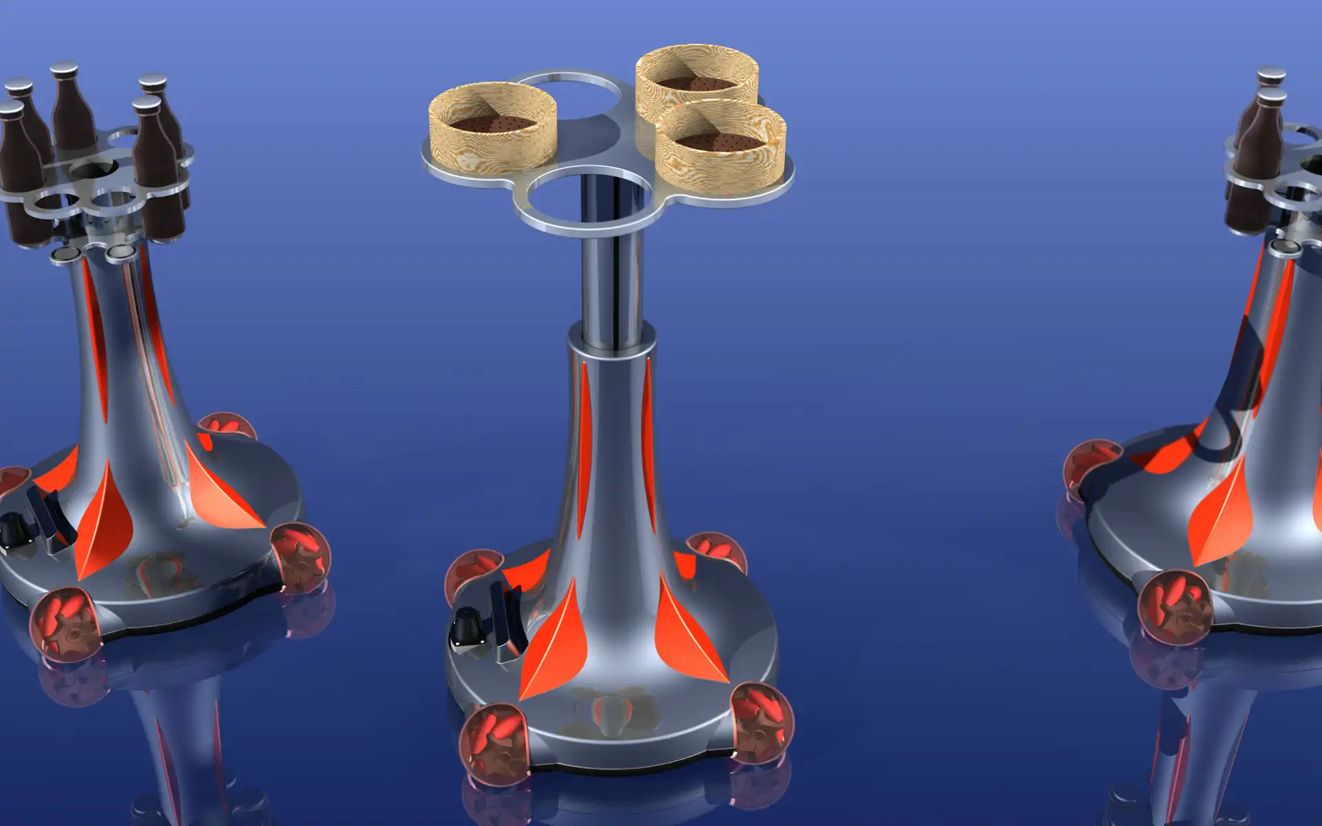 Luxury Technology Bamboo Bot: frontal view of three robots with blue background